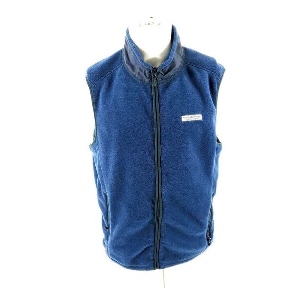 Vineyard Vines Martha's Vineyard Blue Full Zip Sweater‎ Vest Polyester Medium - Picture 1 of 10